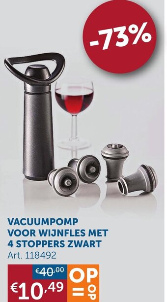 Zelfbouwmarkt Vacuumpomp Voor Wijnfles met 4 Stoppers Zwart aanbieding
