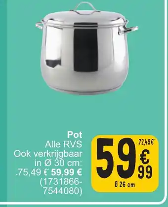 Cora Pot Alle RVS Ook Verkrijgbaar 26cm aanbieding