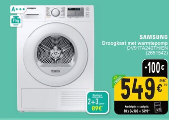 Cora Samsung Droogkast met Warmtepomp DV91TA240Th/EN aanbieding