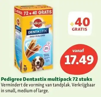 Maxi Zoo Pedigree dentastix multipack 72 stuks aanbieding