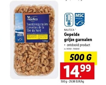 Lidl Nautica gepelde grijze garnalen 500 g nr. 145160 - 7406843 aanbieding