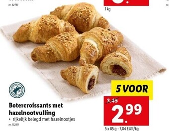 Lidl Botercroissants met hazelnootvulling 5 voor nr. 152811 aanbieding
