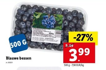 Lidl Blauwe bessen 500 g nr. 80824 aanbieding