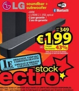 ElectroStock Lg soundbar + subwoofer aanbieding
