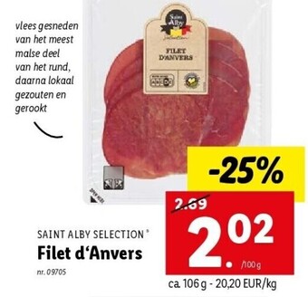 Lidl Saint Alby selection filet d‘anvers per 100 g nr. 09705 aanbieding