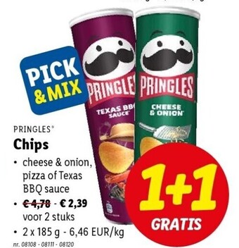 Lidl Pringles chips 2 stuks nr. 08108 - 08111 - 08120 aanbieding