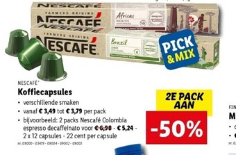Nescafe koffiecapsules 2 x 12 capsules nr. 09000 - 03479 - 09004 - 09002 - 09003