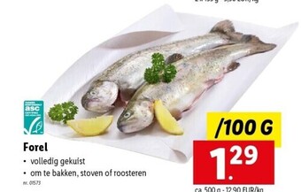 Lidl Forel per 100 g nr. 01573 aanbieding