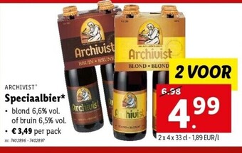 Archivist Speciaalbier Blond 6.6% vol of Bruin 6.5% vol 2 Voor 7402896 - 7402897