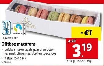 Lidl Le Patissier Giftbox Macarons 7 Stuks Per Pack 7405980 aanbieding
