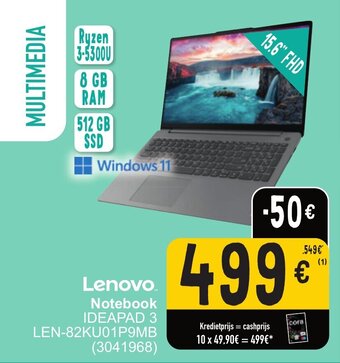 Cora Lenovo notebook ideapad 3 LEN-82KU01P9MB (3041968) aanbieding