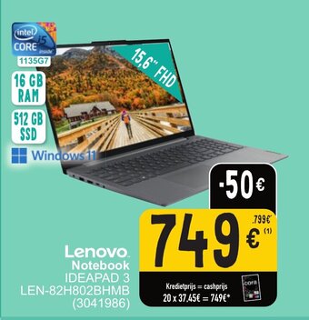 Cora Lenovo notebook ideapad 3 LEN-82H802BHMB (3041986) aanbieding