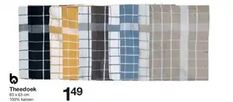 Zeeman Theedoek 63 x 63 cm 100% katoen aanbieding