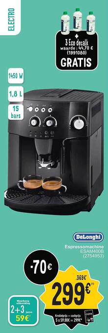 Cora Delonghi espressomachine aanbieding