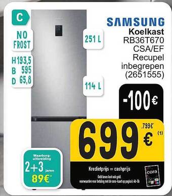 Cora Samsung koelkast aanbieding
