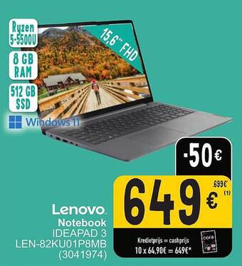 Cora Lenovo notebook ideapad 3 aanbieding
