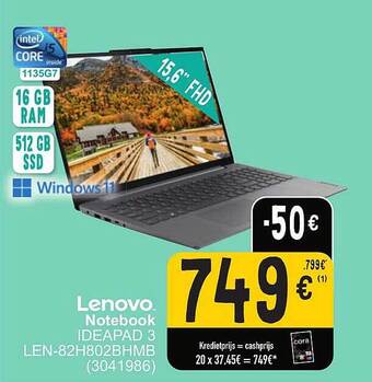 Cora Lenovo notebook ideapad 3 aanbieding