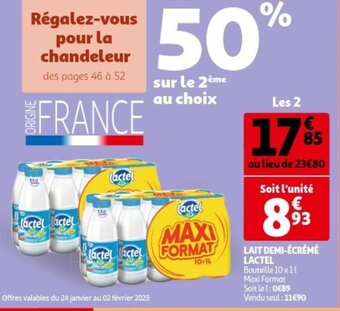 Auchan Lait Demi-Ecreme Lactel aanbieding