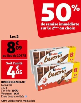Auchan Kinder Bueno Lait aanbieding