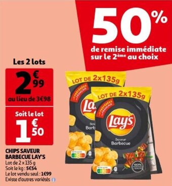 Auchan Chips Saveur Barbecue Lay's aanbieding