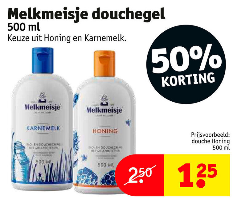 Melkmeisje Douchegel 500ml promotie bij Kruidvat