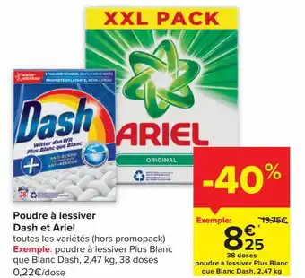 Carrefour Poudre a Lessiver Dash et Ariel aanbieding