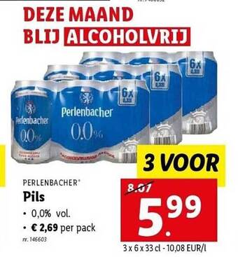 Lidl Perlenbacher pils aanbieding