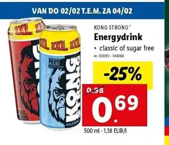 Lidl Kong strong energydrink aanbieding