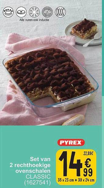 Set van 2 rechthoekige ovenschalen
