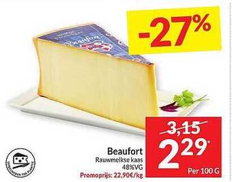 Intermarché Beaufort rauwmelkse kaas aanbieding