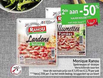 Intermarché Monique ranou spekreepjes of blokjes aanbieding