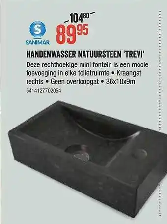 HandyHome Sanimar handenwasser natuursteen trevi aanbieding