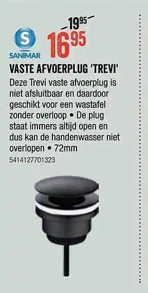 Sanimar vaste afvoerplug trevi