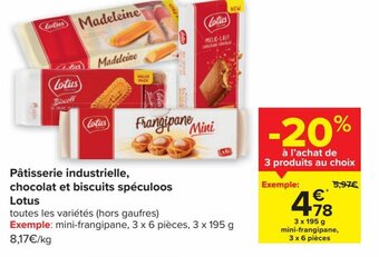 Carrefour Patisserie industrielle, chocolat et biscuits speculoos lotus aanbieding