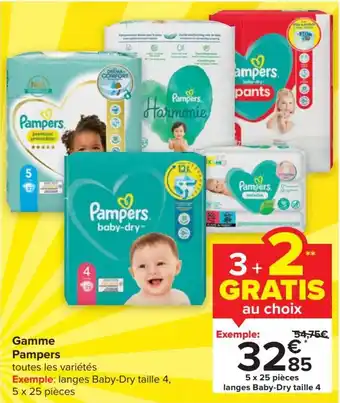 Carrefour Gamme pampers 3+2 gratis aanbieding