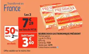 Auchan Beurre doux gastronomique president 2 x 250g aanbieding