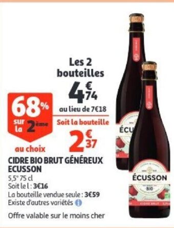 Cidre bio brut genereux ecusson