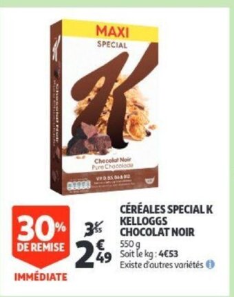 Auchan Cereales special k kelloggs chocolat noir aanbieding