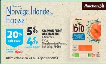 Auchan Saumon fume auchan bio 4 tranches 120g aanbieding