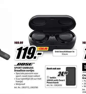 MediaMarkt Bose Sport Earbuds Draadloze oortjes aanbieding