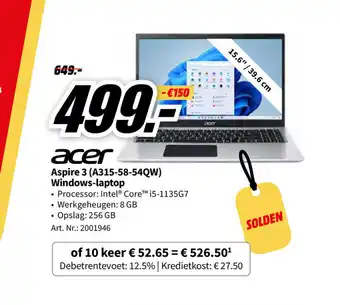 Acer Aspire 3 (A315-58-54QW) Windows-laptop 15,6"