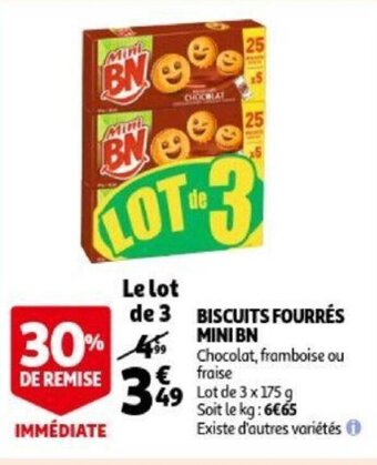 Auchan Biscuits Fourres Mini BN aanbieding