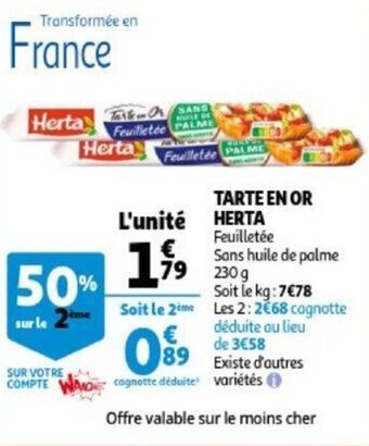 Auchan Tarte En or Herta aanbieding