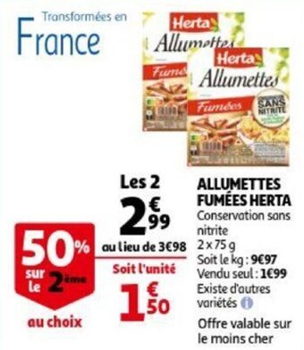 Auchan Allumettes Fumees Herta aanbieding