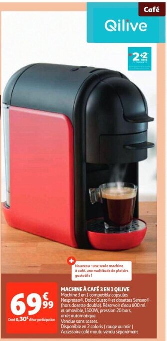Auchan Machine A Cafe 3 en 1 Qilive aanbieding