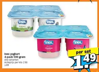 Albert Heijn Inex yoghurt 4-pack 500 gram aanbieding