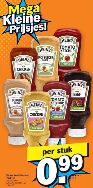 Albert Heijn Heinz snacksauzen 220 ml aanbieding