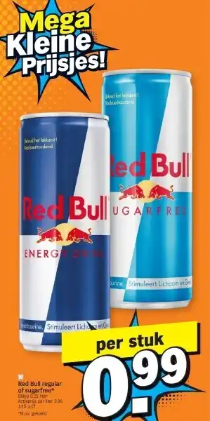 Albert Heijn Red bull regular of sugarfree aanbieding