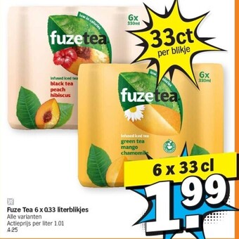 Albert Heijn Fuze tea 6 x 0.33 literblikjes aanbieding