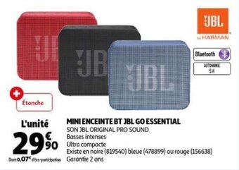 Auchan Mini Enceinte BT JBL Go Essential aanbieding
